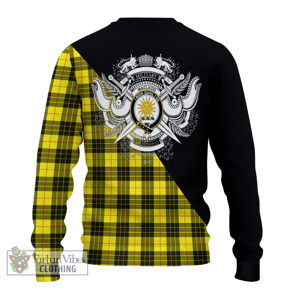 MacLeod (McLeod) Tartan Knitted Sweater with Family Crest and Military Logo Style - Tartanvibesclothing Shop