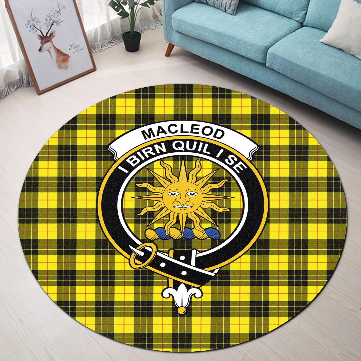 macleod-of-lewis-modern-tartan-round-rug-with-family-crest