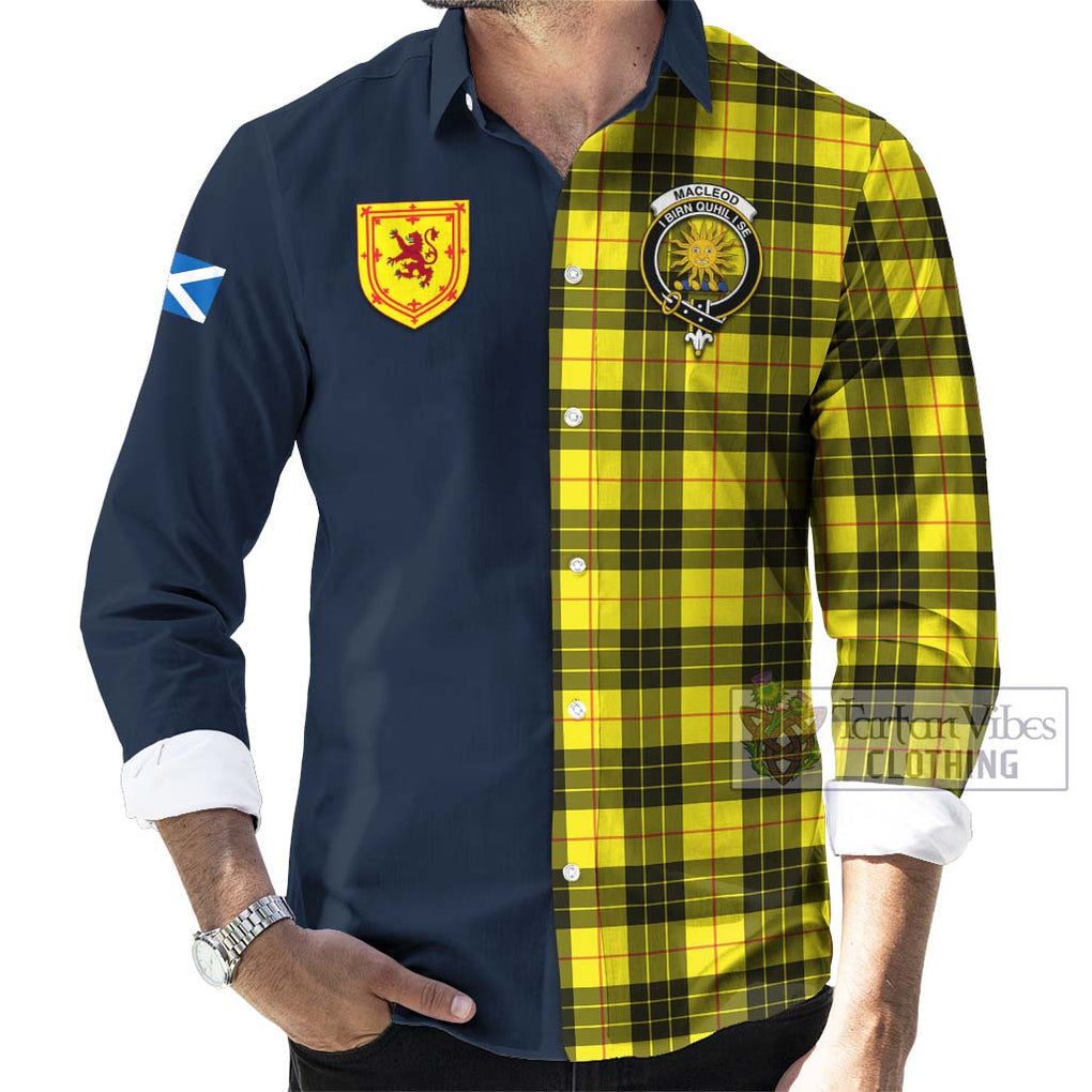 Tartan Vibes Clothing MacLeod of Lewis Modern Tartan Long Sleeve Button Shirt with Scottish Lion Royal Arm Half Style
