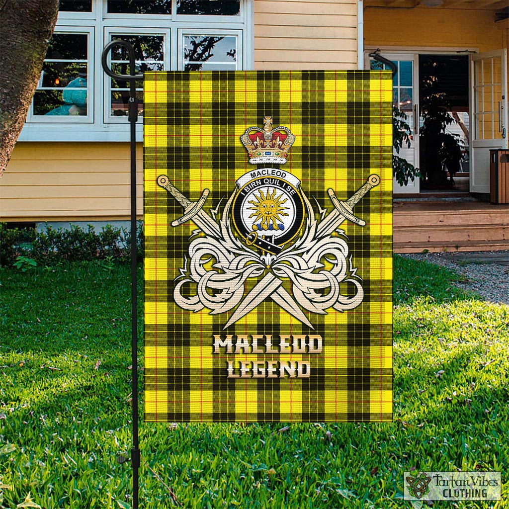 MacLeod (McLeod) Tartan Garden Flag with Clan Crest and the Golden Sword of Courageous Legacy