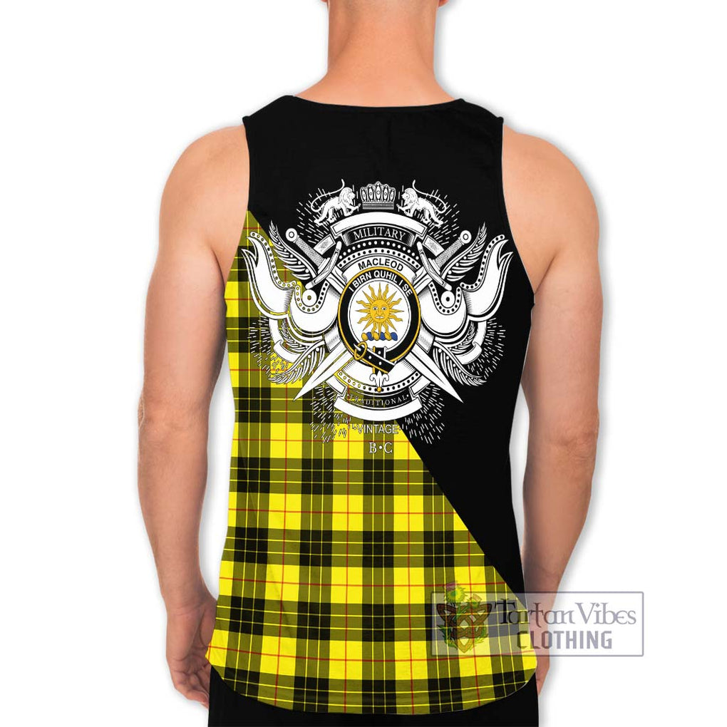 MacLeod (McLeod) Tartan Men's Tank Top with Family Crest and Military Logo Style - Tartanvibesclothing Shop