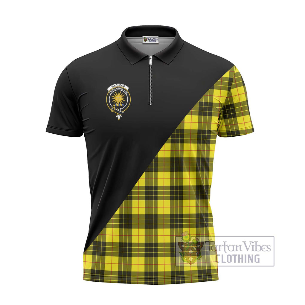 MacLeod (McLeod) Tartan Zipper Polo Shirt with Family Crest and Military Logo Style - Tartanvibesclothing Shop