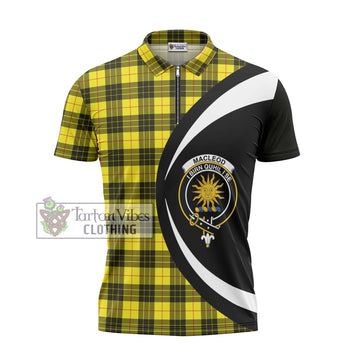 MacLeod (McLeod) Tartan Zipper Polo Shirt with Family Crest Circle Style