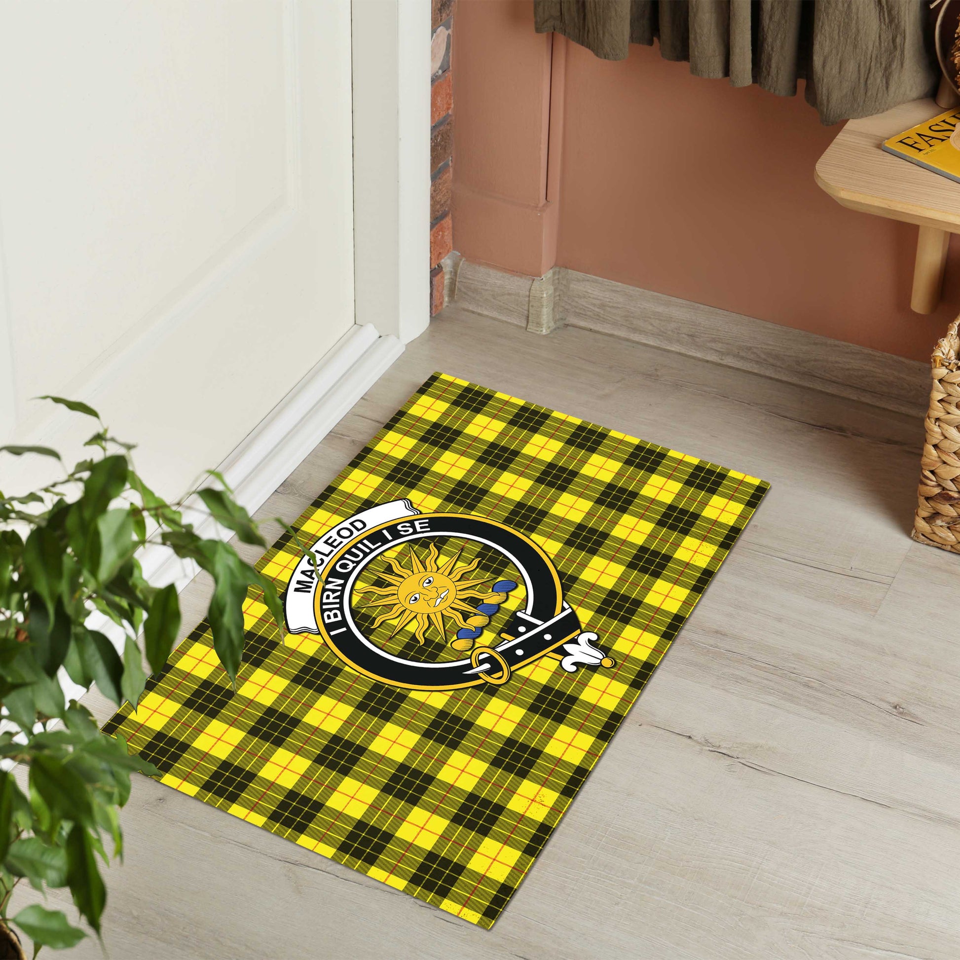MacLeod of Lewis Modern Tartan Door Mat with Family Crest - Tartanvibesclothing