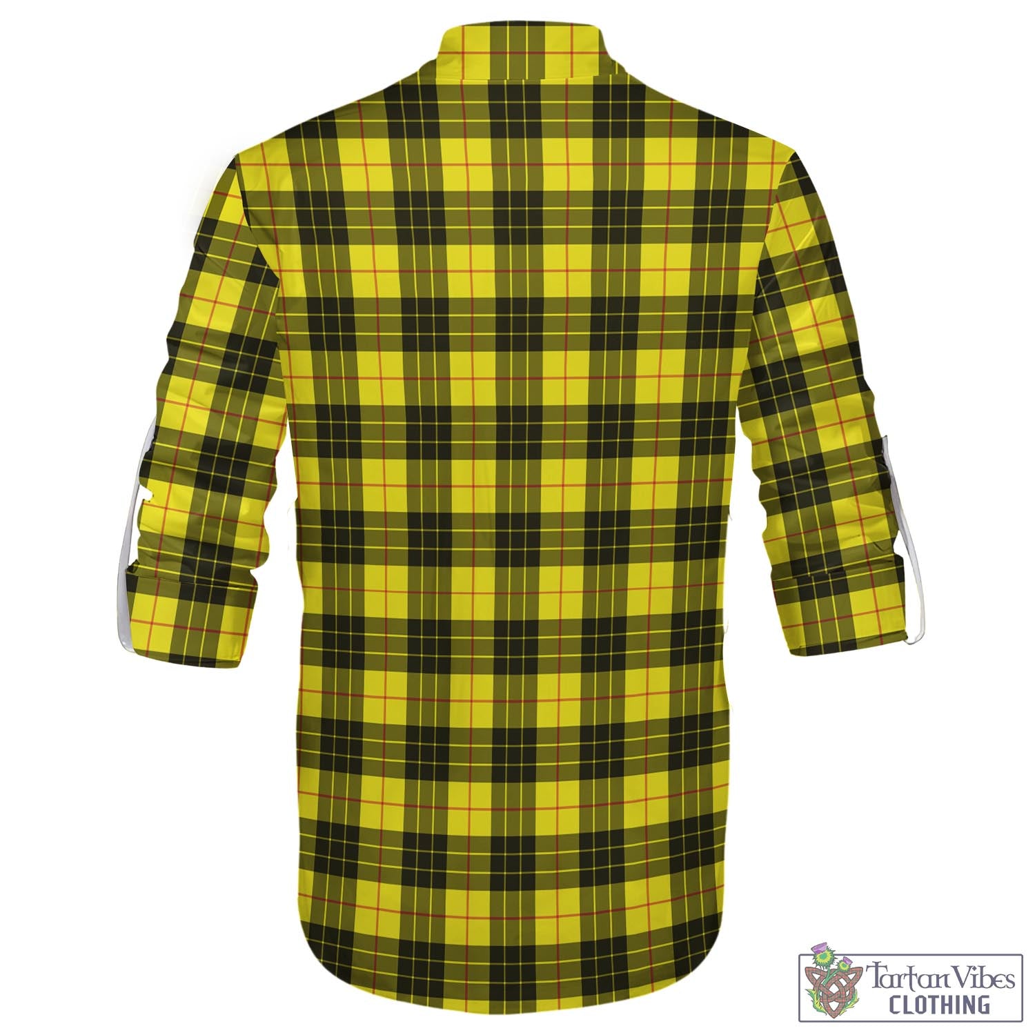 Tartan Vibes Clothing MacLeod of Lewis Modern Tartan Men's Scottish Traditional Jacobite Ghillie Kilt Shirt with Family Crest