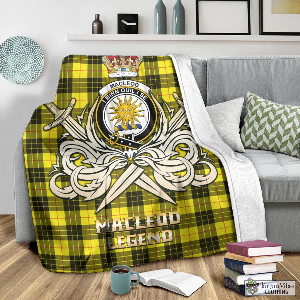 MacLeod (McLeod) Tartan Blanket with Clan Crest and the Golden Sword of Courageous Legacy