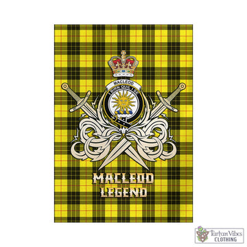 MacLeod (McLeod) Tartan Garden Flag with Clan Crest and the Golden Sword of Courageous Legacy