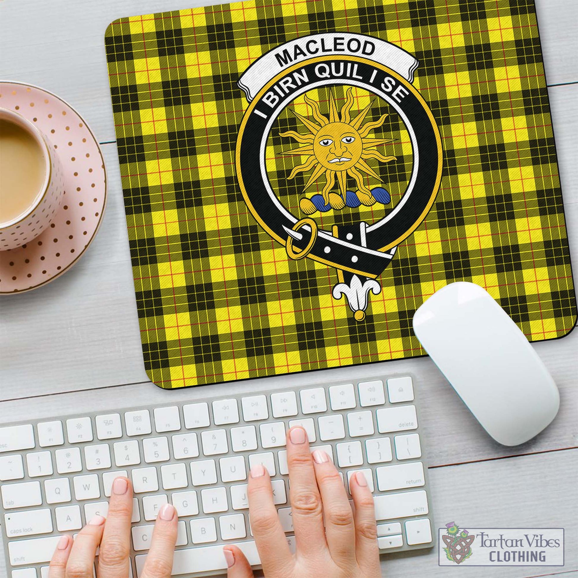 Tartan Vibes Clothing MacLeod of Lewis Modern Tartan Mouse Pad with Family Crest