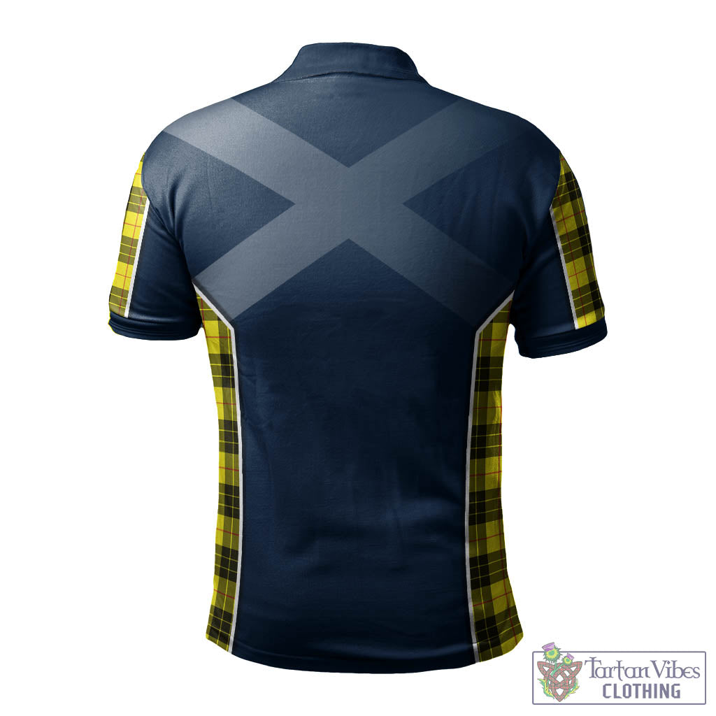 Tartan Vibes Clothing MacLeod of Lewis Modern Tartan Men's Polo Shirt with Family Crest and Scottish Thistle Vibes Sport Style