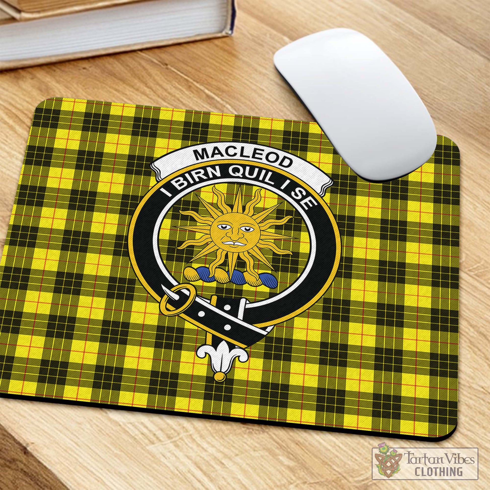 Tartan Vibes Clothing MacLeod of Lewis Modern Tartan Mouse Pad with Family Crest