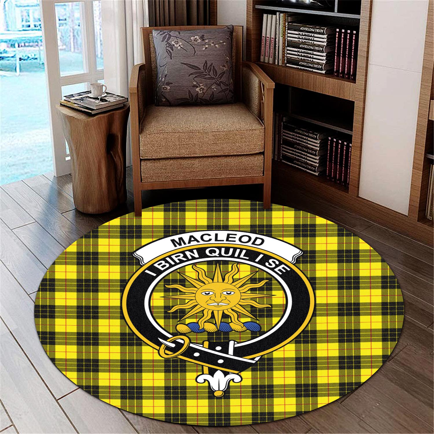 macleod-of-lewis-modern-tartan-round-rug-with-family-crest
