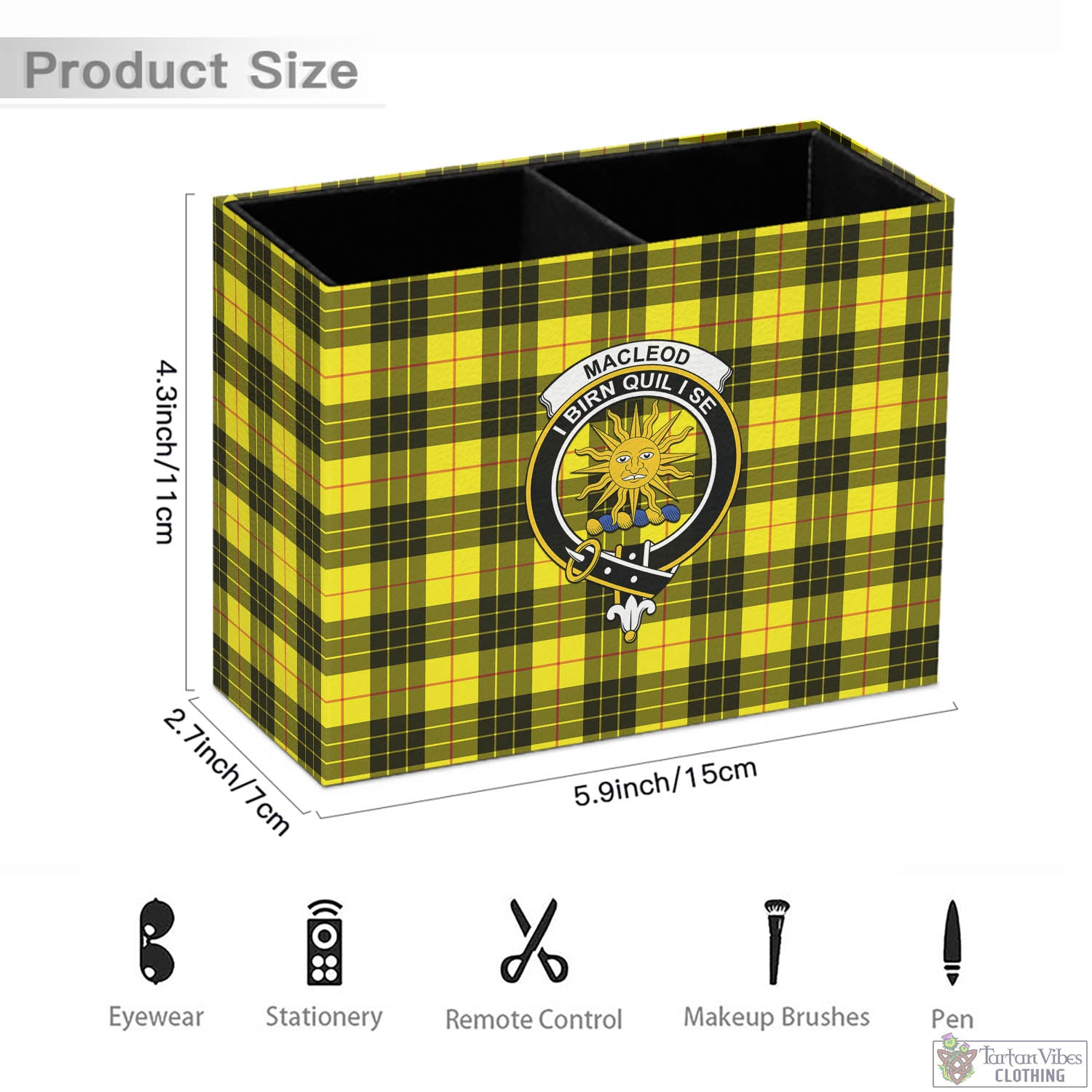 Tartan Vibes Clothing MacLeod of Lewis Modern Tartan Pen Holder with Family Crest