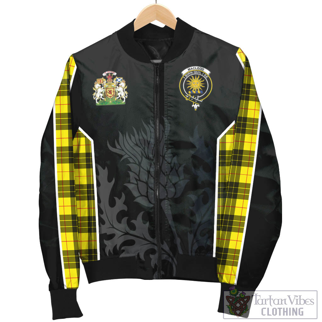 Tartan Vibes Clothing MacLeod of Lewis Modern Tartan Bomber Jacket with Family Crest and Scottish Thistle Vibes Sport Style