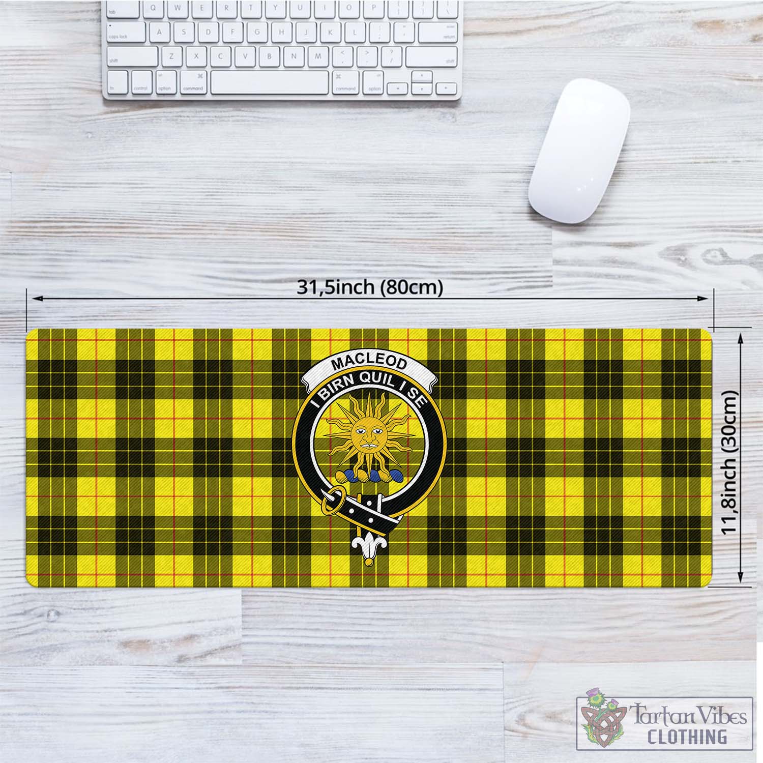 Tartan Vibes Clothing MacLeod of Lewis Modern Tartan Mouse Pad with Family Crest
