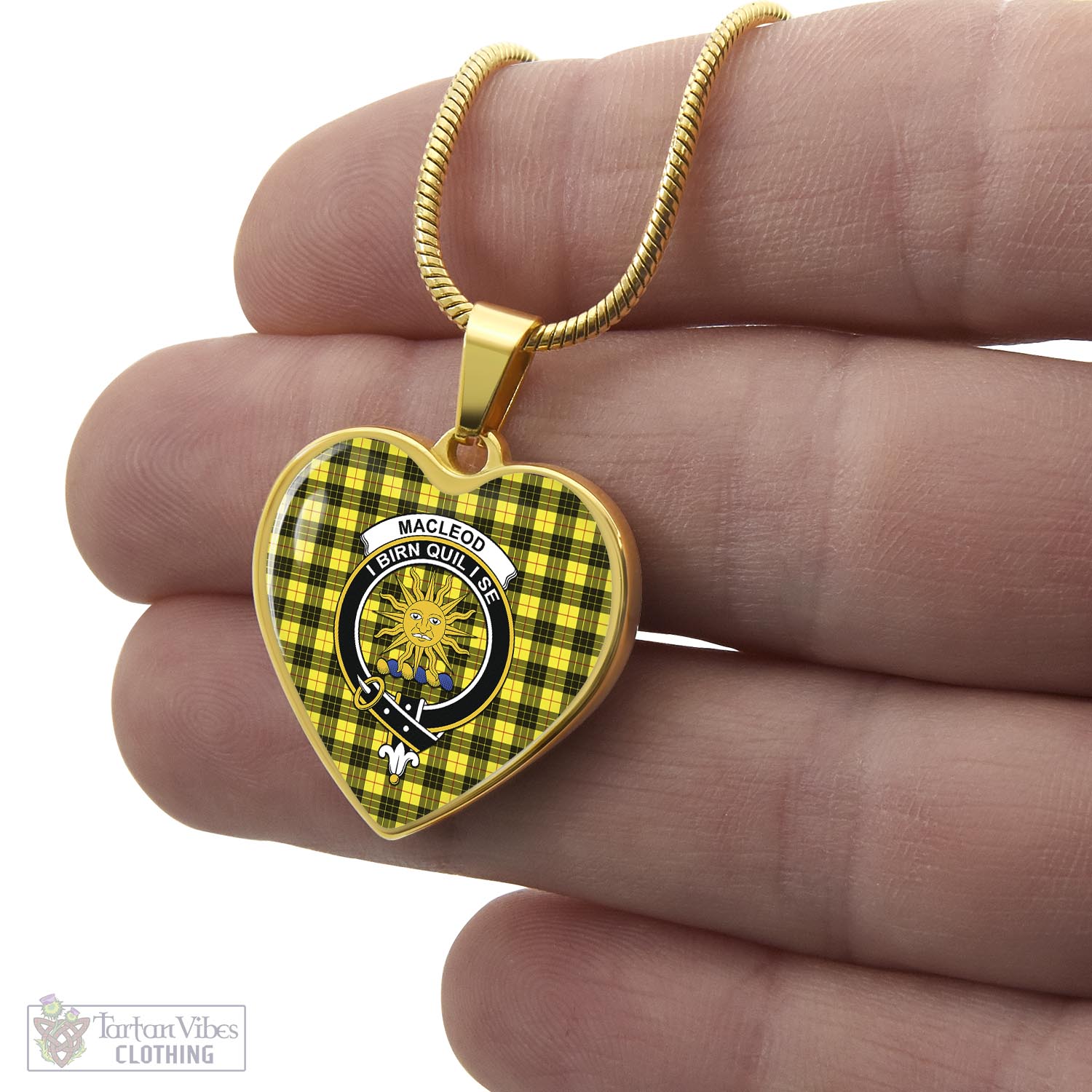 Tartan Vibes Clothing MacLeod of Lewis Modern Tartan Heart Necklace with Family Crest