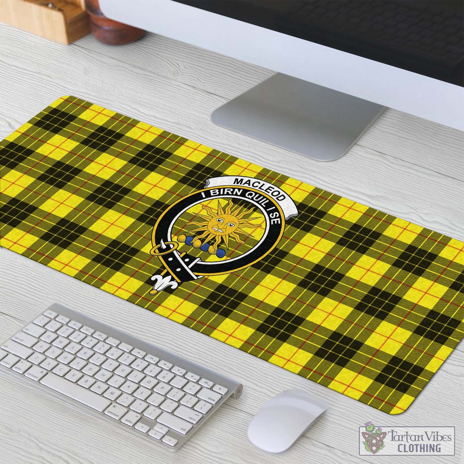 Tartan Vibes Clothing MacLeod of Lewis Modern Tartan Mouse Pad with Family Crest
