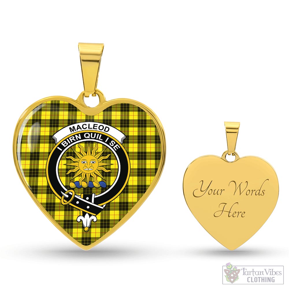 Tartan Vibes Clothing MacLeod of Lewis Modern Tartan Heart Necklace with Family Crest