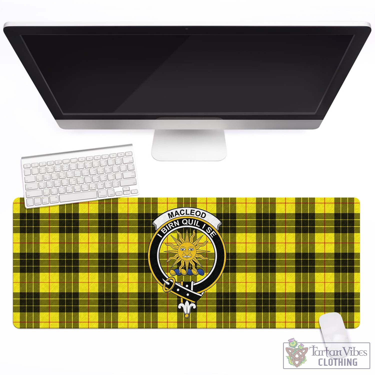 Tartan Vibes Clothing MacLeod of Lewis Modern Tartan Mouse Pad with Family Crest