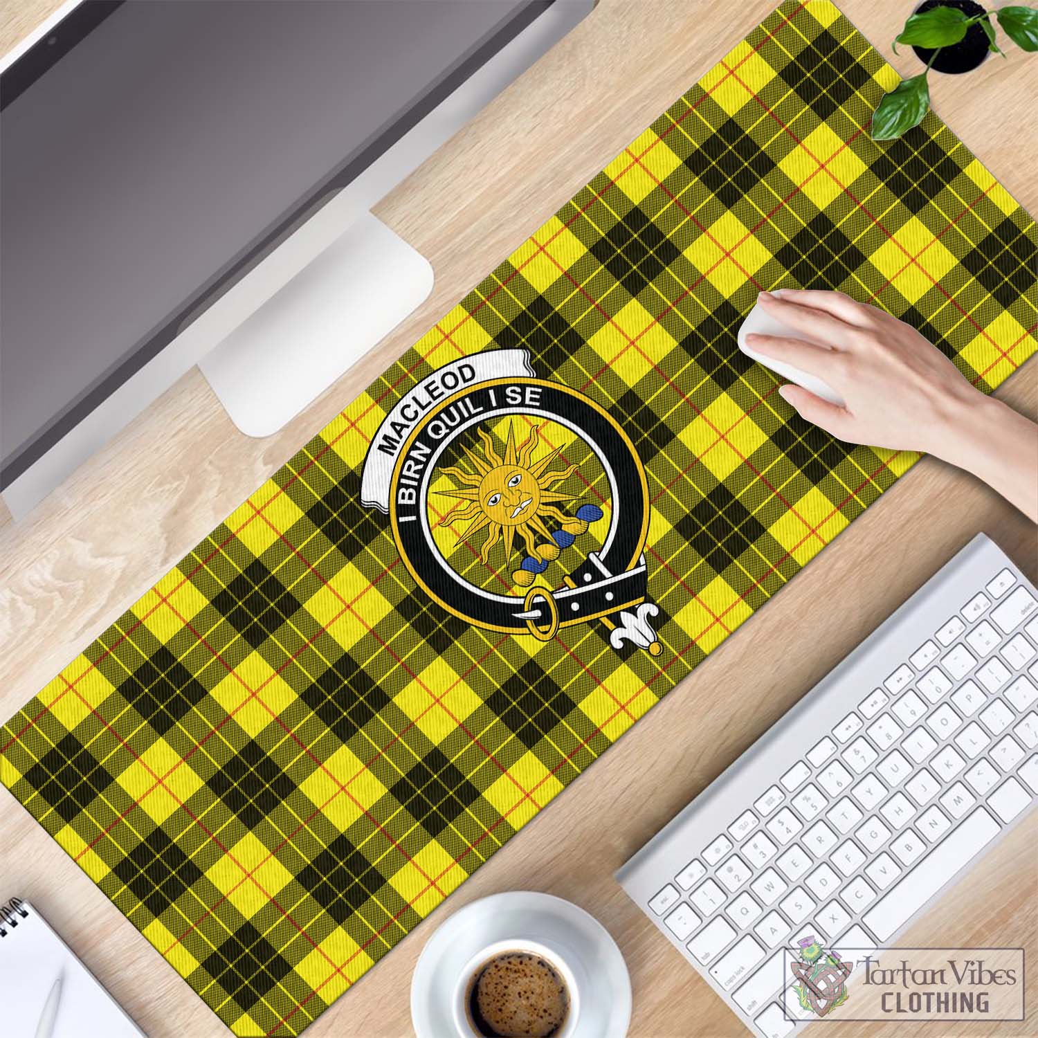 Tartan Vibes Clothing MacLeod of Lewis Modern Tartan Mouse Pad with Family Crest
