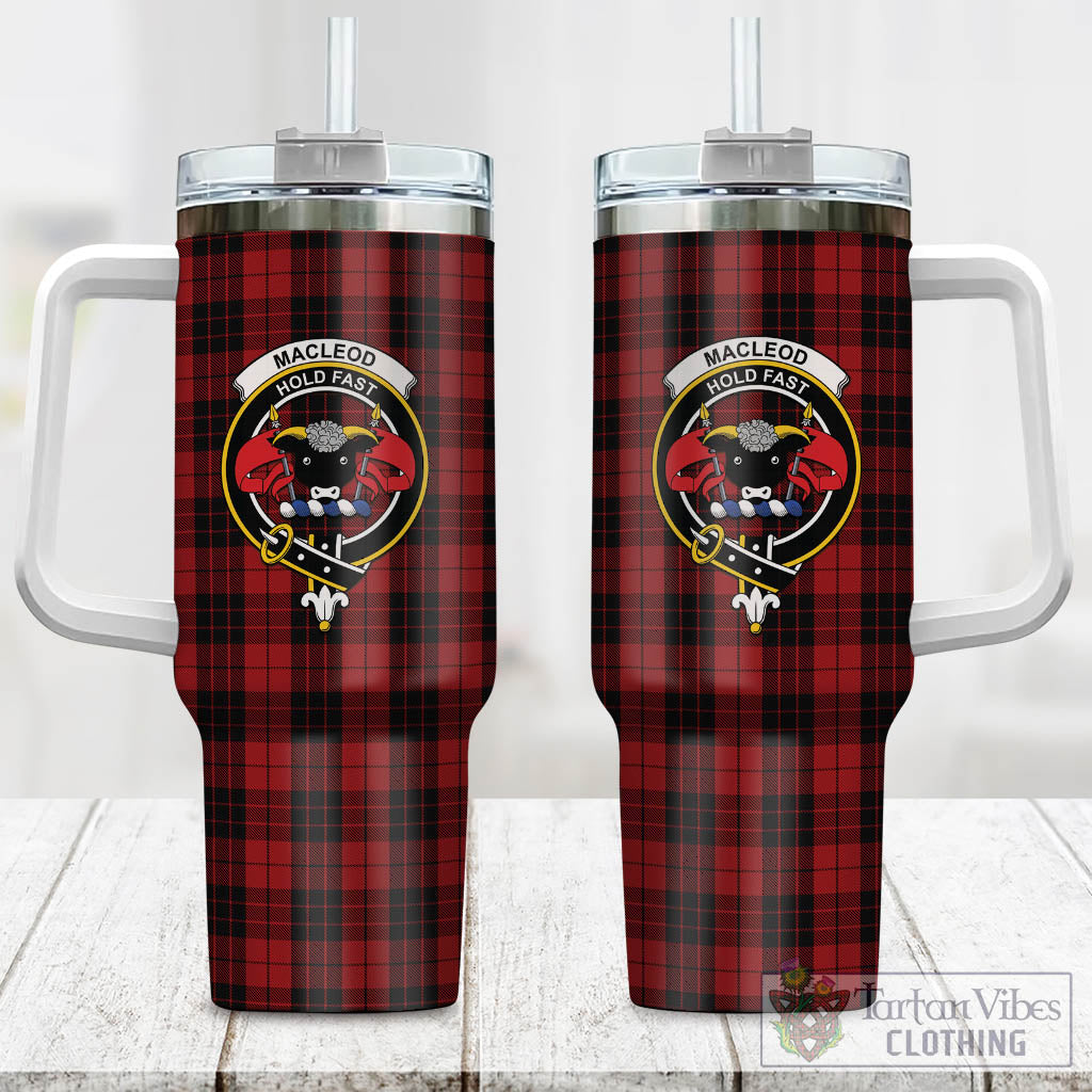 Tartan Vibes Clothing MacLeod of Raasay Highland Tartan and Family Crest Tumbler with Handle