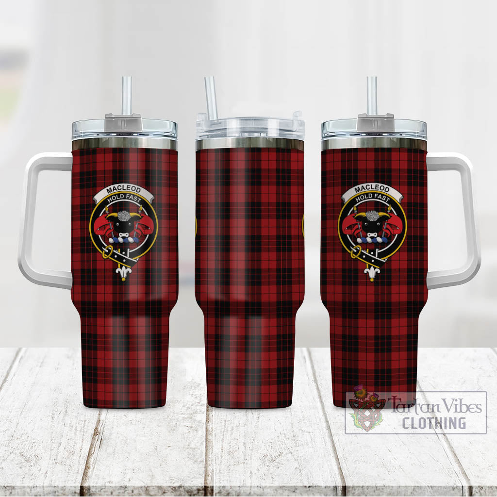 Tartan Vibes Clothing MacLeod of Raasay Highland Tartan and Family Crest Tumbler with Handle