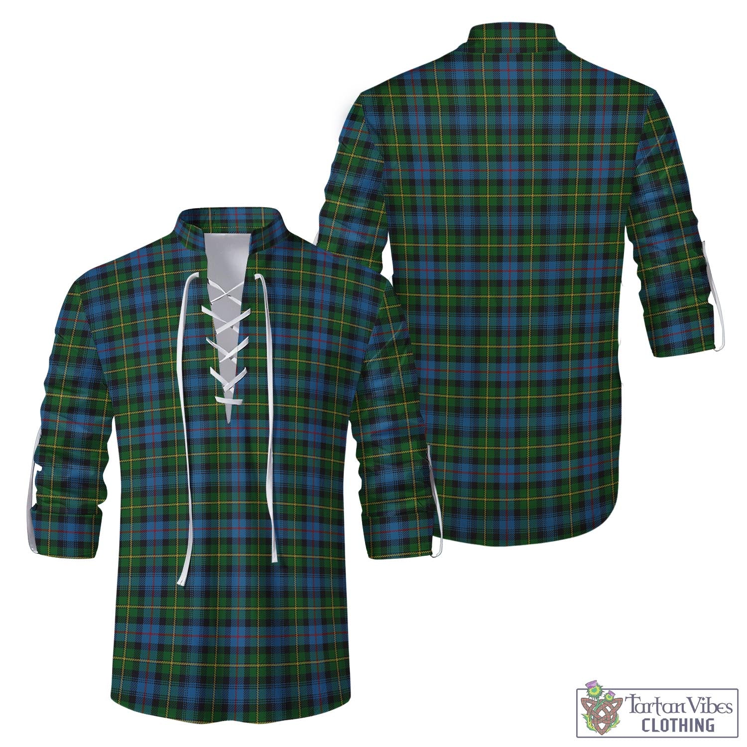 Tartan Vibes Clothing MacLeod of Skye Tartan Men's Scottish Traditional Jacobite Ghillie Kilt Shirt