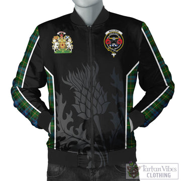 MacLeod of Skye Tartan Bomber Jacket with Family Crest and Scottish Thistle Vibes Sport Style