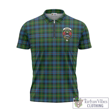MacLeod of Skye Tartan Zipper Polo Shirt with Family Crest