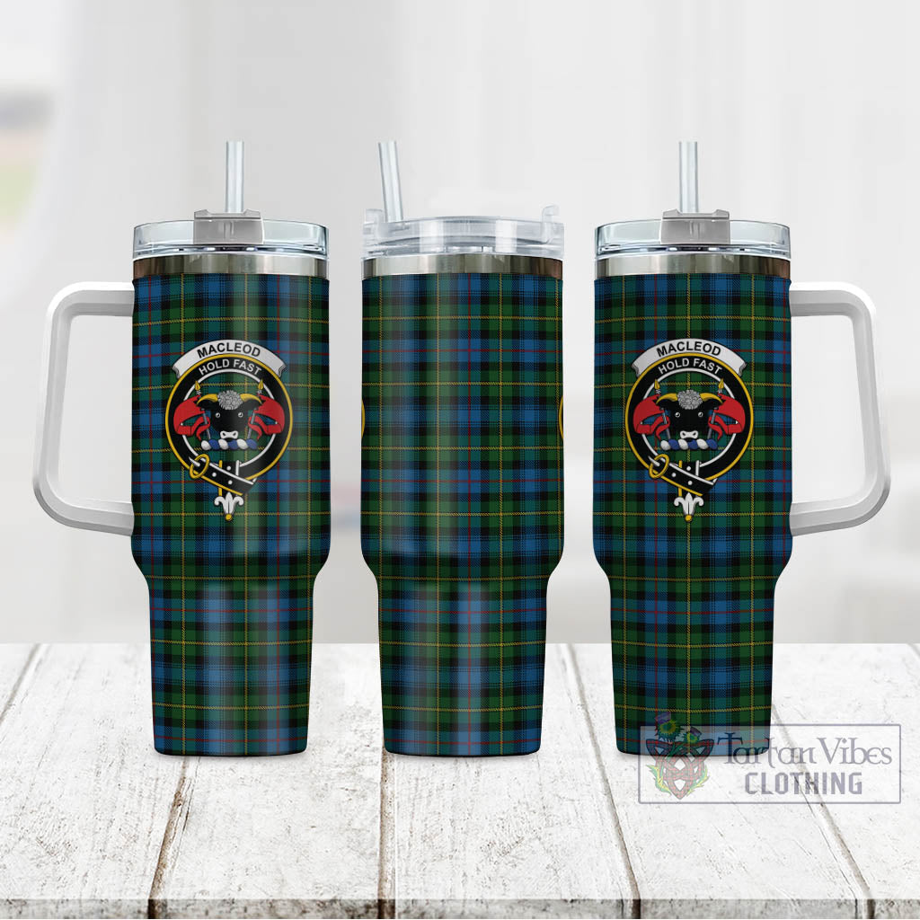 Tartan Vibes Clothing MacLeod of Skye Tartan and Family Crest Tumbler with Handle