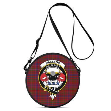 MacLeod Red Tartan Round Satchel Bags with Family Crest