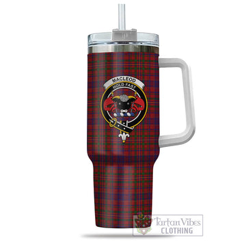 MacLeod Red Tartan and Family Crest Tumbler with Handle
