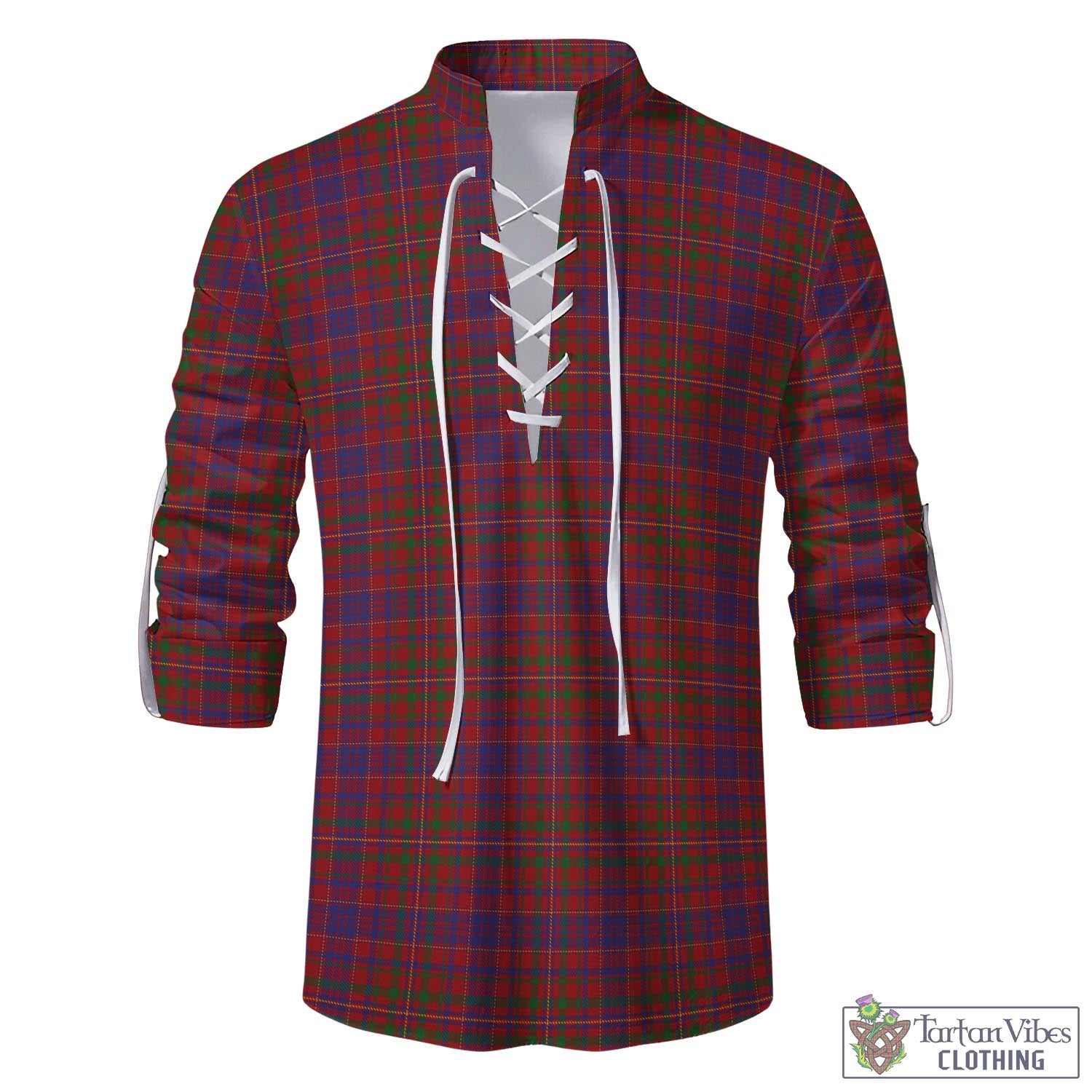 Tartan Vibes Clothing MacLeod Red Tartan Men's Scottish Traditional Jacobite Ghillie Kilt Shirt