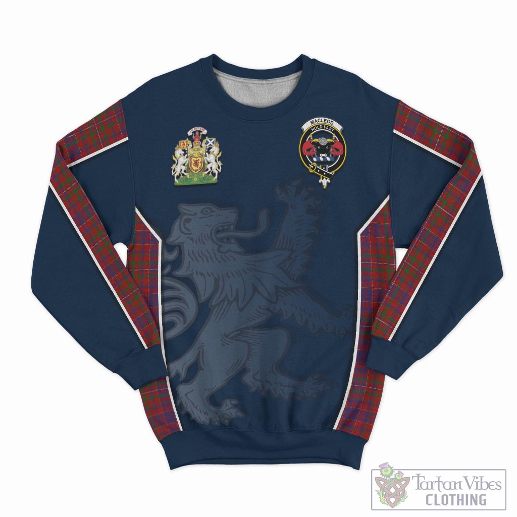 Tartan Vibes Clothing MacLeod Red Tartan Sweater with Family Crest and Lion Rampant Vibes Sport Style