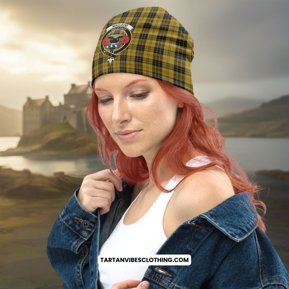 MacLeod Tartan Beanies Hat with Family Crest