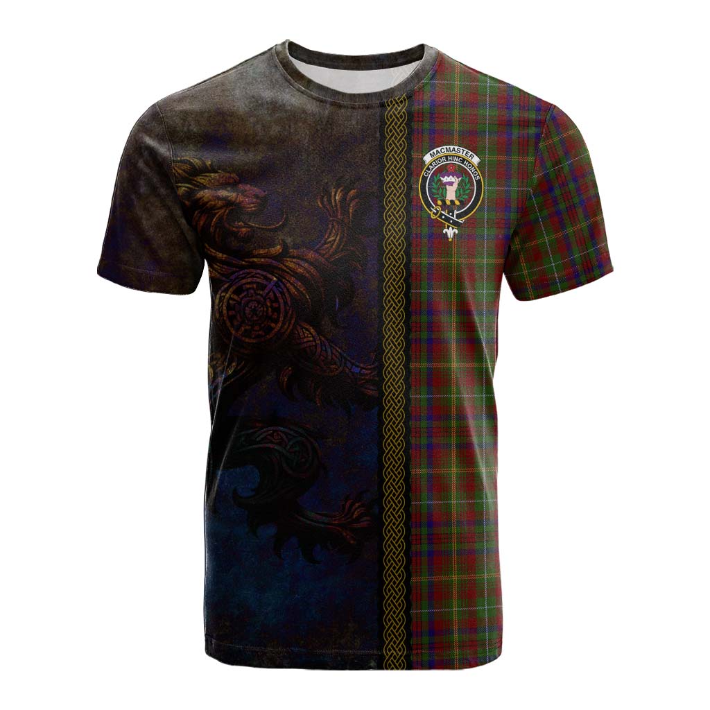 Tartan Vibes Clothing MacMaster (McMaster) Tartan Family Crest Cotton T-shirt Alba Gu Brath Be Brave Lion Ancient Style