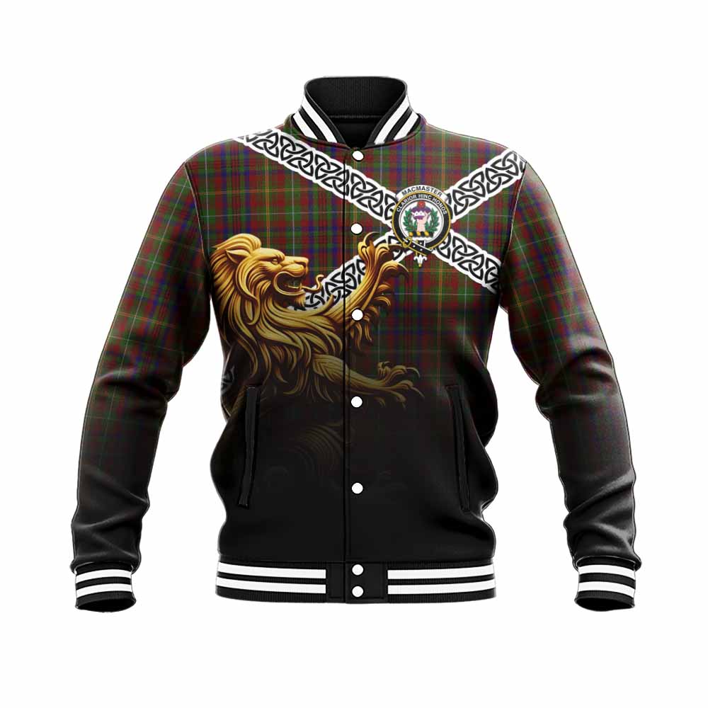 MacMaster (McMaster) Crest Tartan Baseball Jacket with Golden Lion Emblem Celtic Style Unisex - Tartan Vibes Clothing