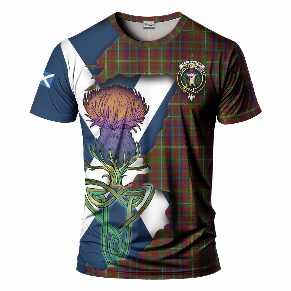 Tartan Vibes Clothing MacMaster (McMaster) Tartan Family Crest T-Shirt Scottish Thistle Celtic Inspired