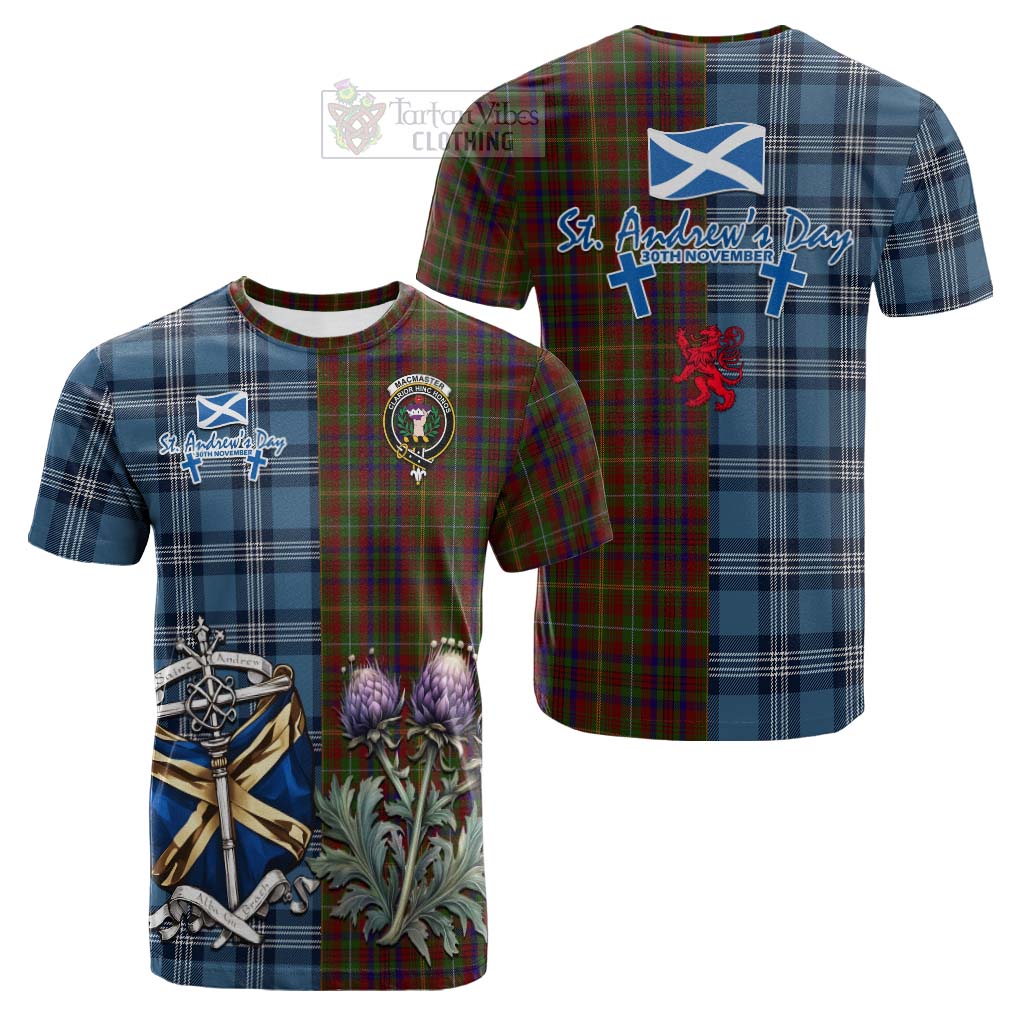 MacMaster (McMaster) Tartan Cotton T-shirt Happy St. Andrew's Day Half Tartan Style Kid's Shirt - Tartan Vibes Clothing