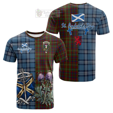 Tartan Vibes Clothing MacMaster (McMaster) Tartan Cotton T-shirt Happy St. Andrew's Day Half Tartan Style