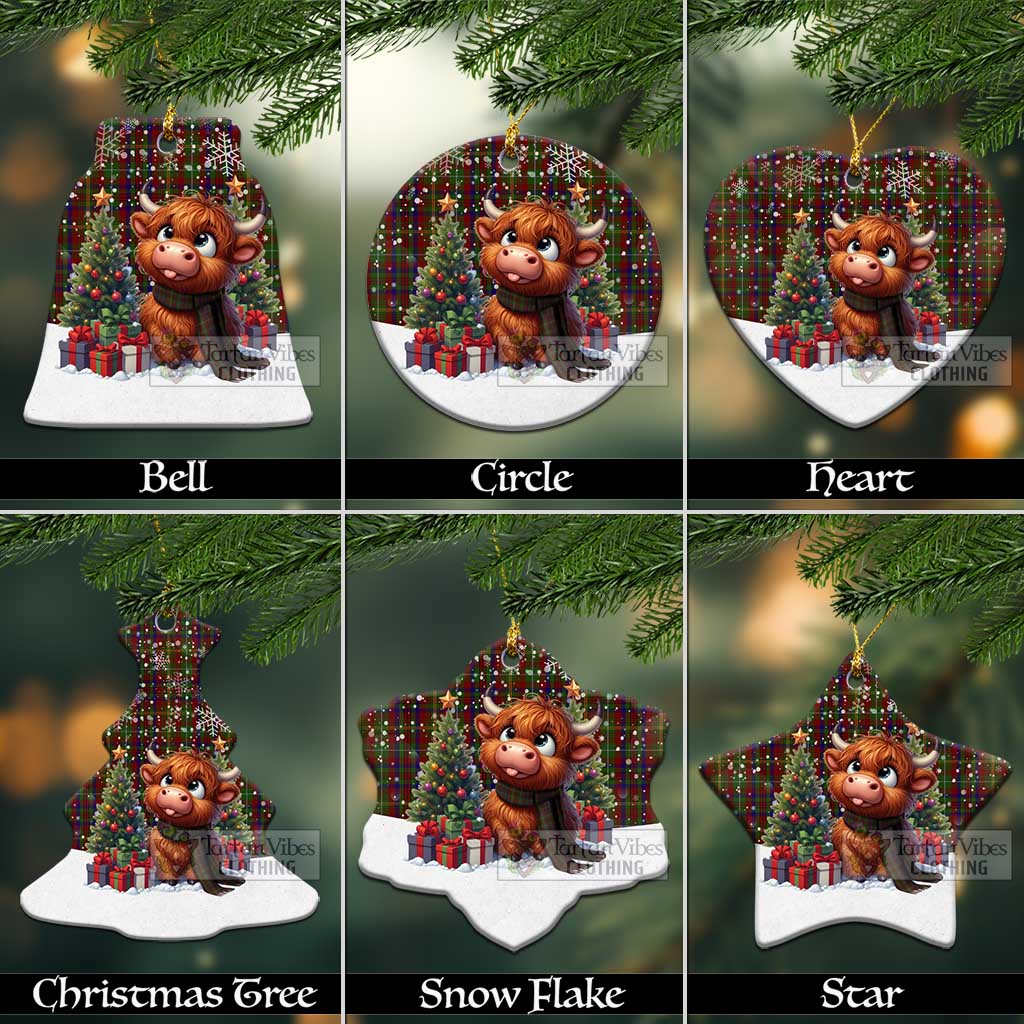 MacMaster (McMaster) Tartan Christmas Ceramic Ornament with Adorable Highland Coo Ceramic - Tartan Vibes Clothing