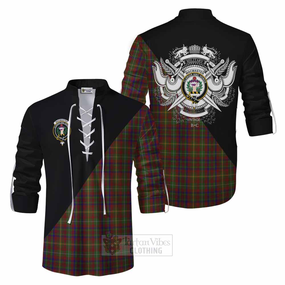 MacMaster (McMaster) Tartan Ghillie Kilt Shirt with Family Crest and Military Logo Style Men - Tartan Vibes Clothing