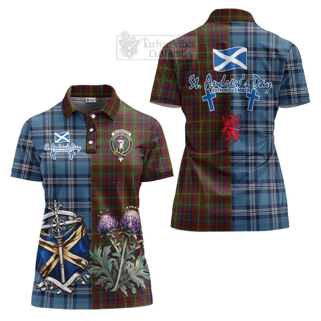 MacMaster (McMaster) Tartan Women's Polo Shirt Happy St. Andrew's Day Half Tartan Style Women - Tartan Vibes Clothing