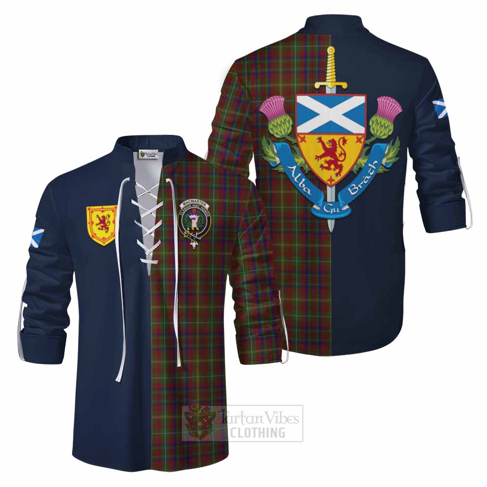 MacMaster (McMaster) Tartan Ghillie Kilt Shirt Alba with Scottish Lion Royal Arm Half Style Men - Tartan Vibes Clothing