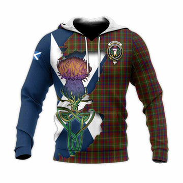 Tartan Vibes Clothing MacMaster (McMaster) Tartan Family Crest Knitted Hoodie Scottish Thistle Celtic Inspired