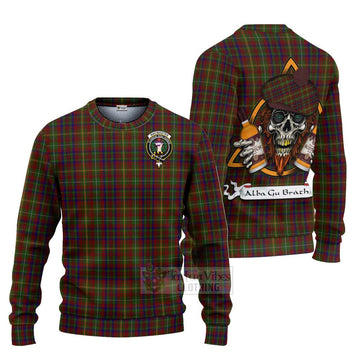 MacMaster (McMaster) Tartan Ugly Sweater with Family Crest and Bearded Skull Holding Bottles of Whiskey Unisex - Tartan Vibes Clothing
