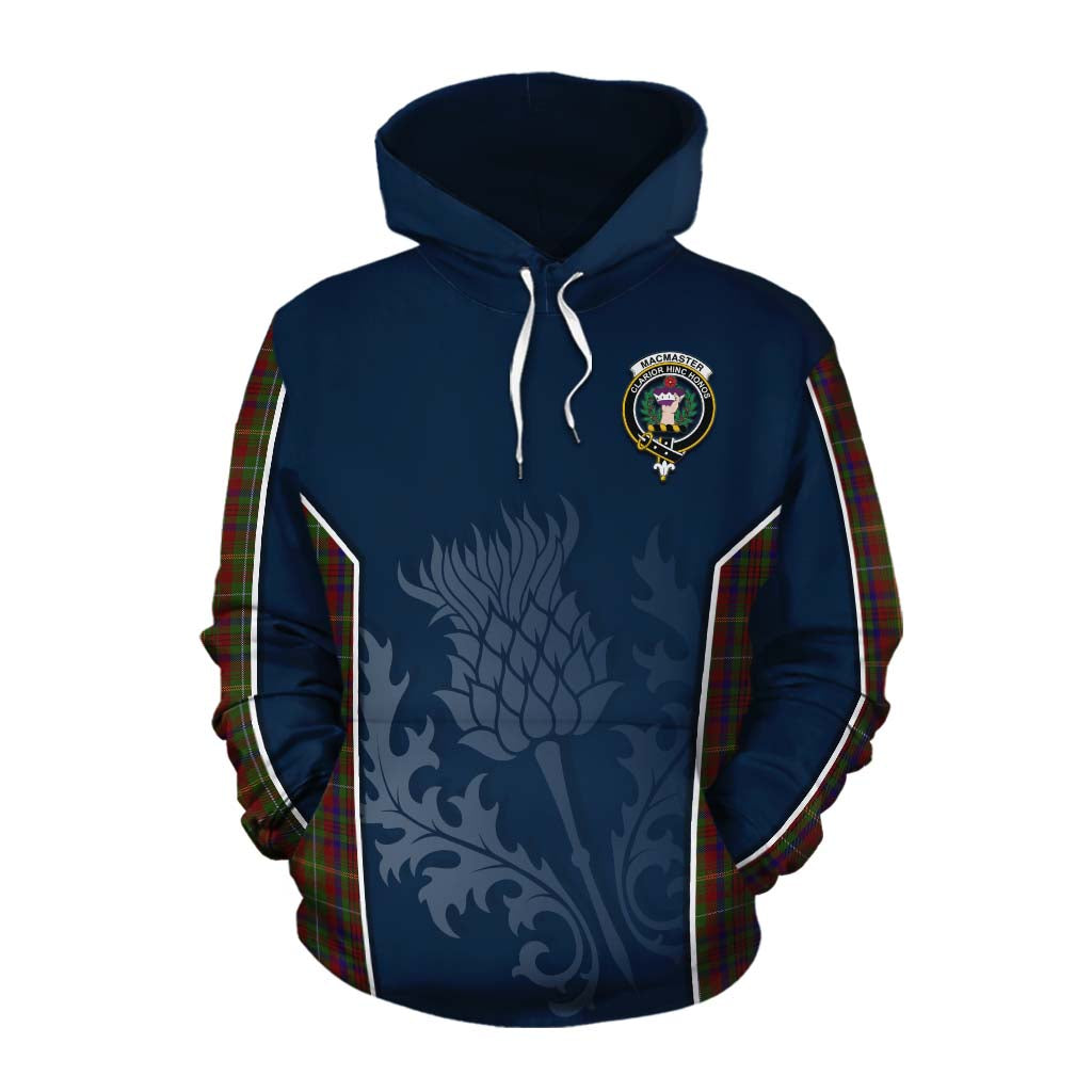MacMaster (McMaster) Tartan Cotton Hoodie with Family Crest and Scottish Thistle Vibes Sport Style Pullover Hoodie XS - Tartan Vibes Clothing