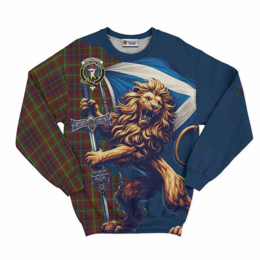 MacMaster (McMaster) Tartan Family Crest Sweatshirt with Scottish Majestic Lion Unisex - Tartan Vibes Clothing