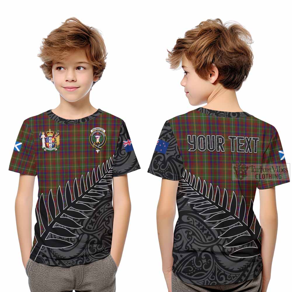 MacMaster (McMaster) Crest Tartan Kid T-Shirt with New Zealand Silver Fern Half Style Youth XL Size14 - Tartan Vibes Clothing
