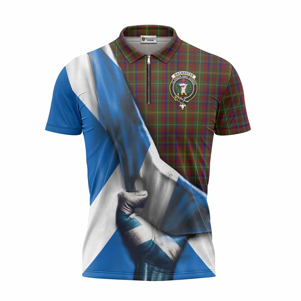 MacMaster (McMaster) Tartan Zipper Polo Shirt with Family Crest Scotland Patriotic Style Unisex - Tartan Vibes Clothing