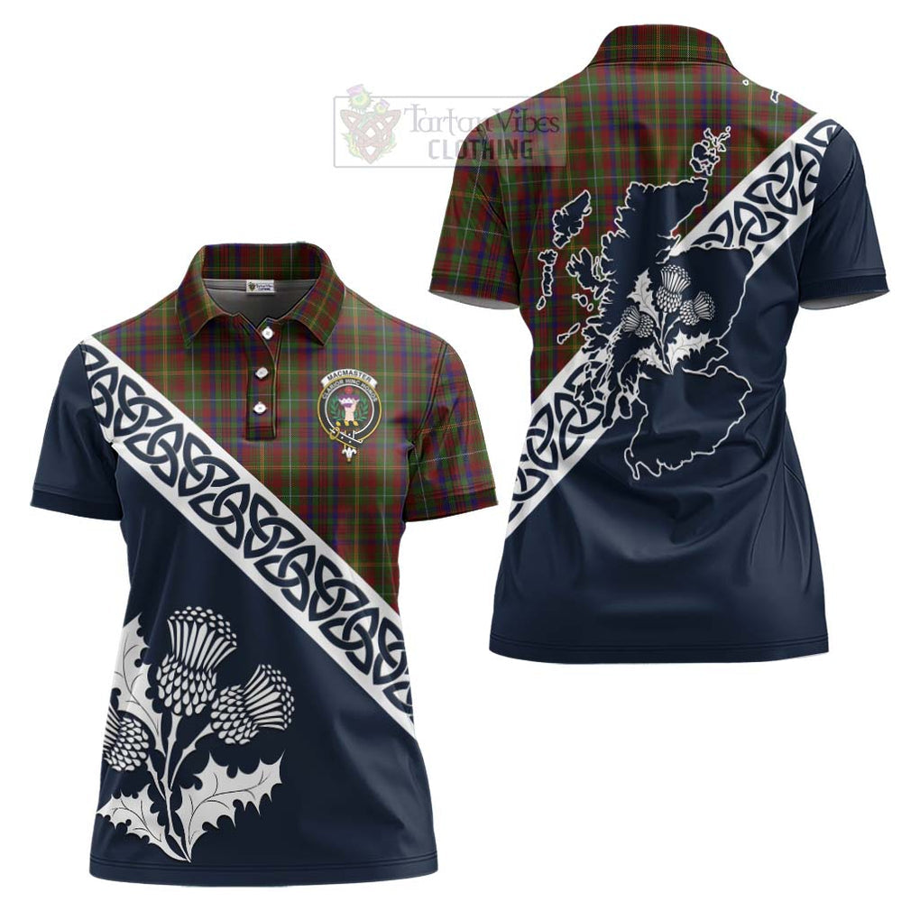 MacMaster (McMaster) Tartan Women's Polo Shirt Featuring Thistle and Scotland Map Women - Tartanvibesclothing Store